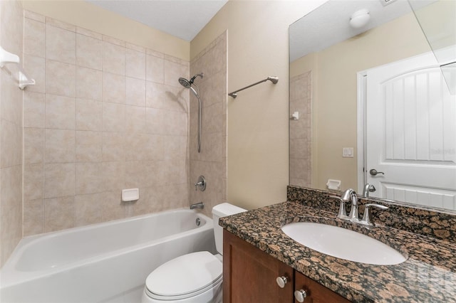 full bathroom featuring vanity, toilet, and shower / bathtub combination