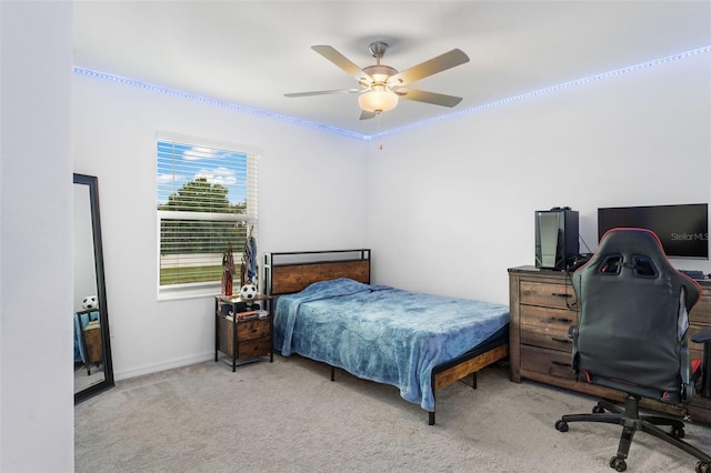5994 Shiner St, Land O Lakes, FL 34638 - bedroom featuring light carpet, ceiling fan, and baseboards