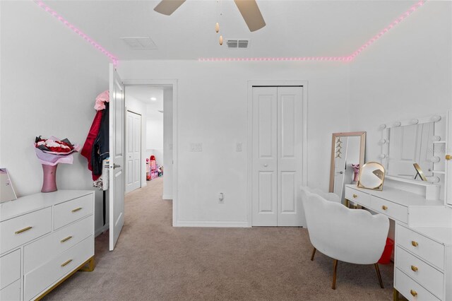 5994 Shiner St, Land O Lakes, FL 34638 - office space with light colored carpet, ceiling fan, visible vents, and baseboards