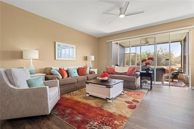 2824 Conch Hollow Dr, Brandon, FL 33511 - living area featuring wood finished floors and a ceiling fan