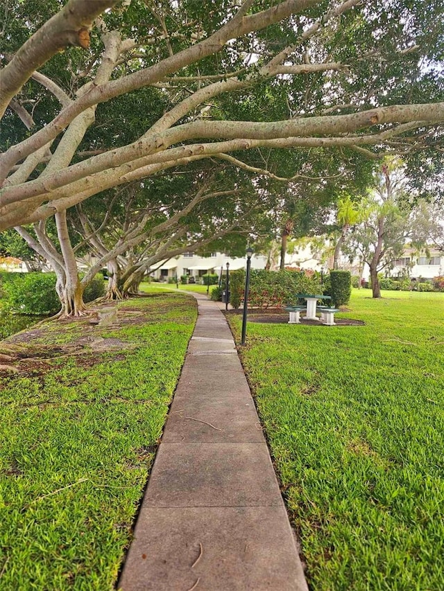 view of home's community featuring a lawn