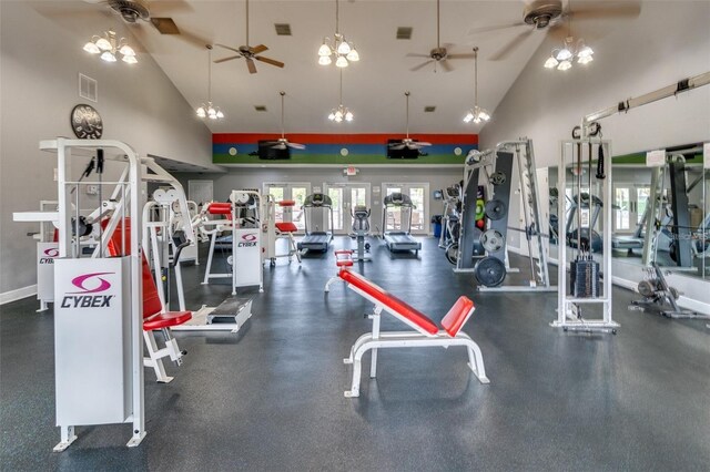 exercise room with visible vents and plenty of natural light