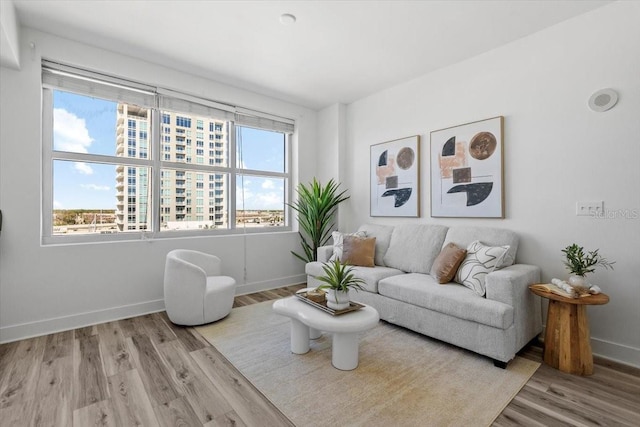 sitting room featuring baseboards and wood finished floors