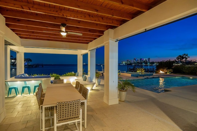 611 Brightwaters Blvd NE, Saint Petersburg, FL 33704 - view of patio featuring an outdoor pool and ceiling fan