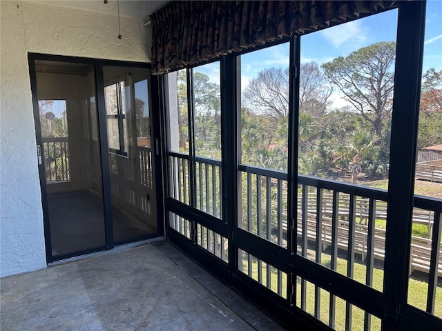 view of unfurnished sunroom