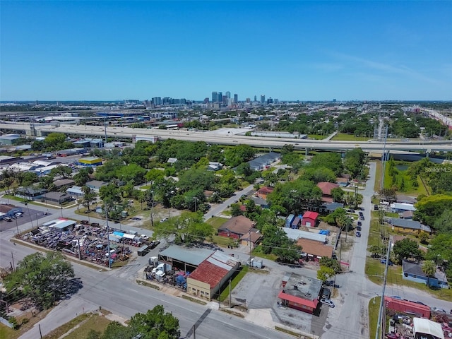 birds eye view of property featuring a city view