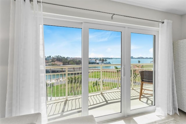 doorway with a water view