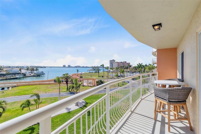 balcony with a water view