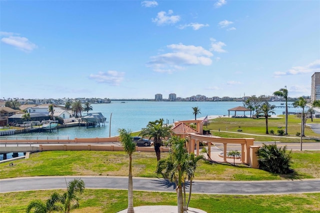 property view of water featuring a dock