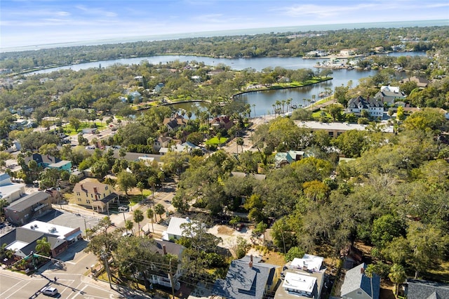 bird's eye view with a water view and a residential view