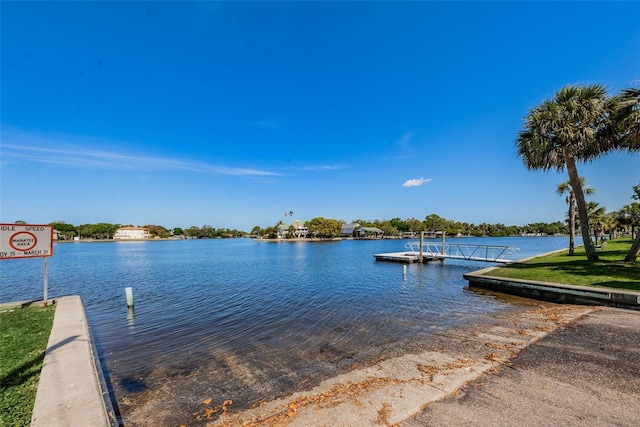 view of dock featuring a water view