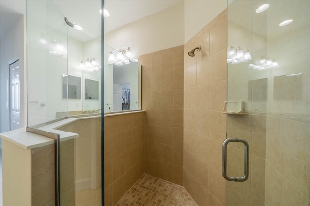 bathroom featuring a shower stall