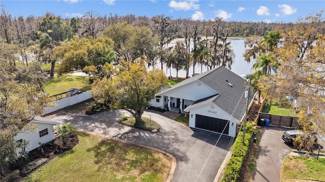 bird's eye view featuring a water view