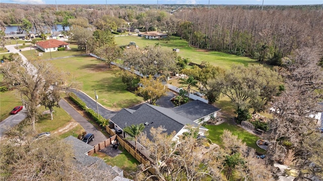 aerial view with a forest view