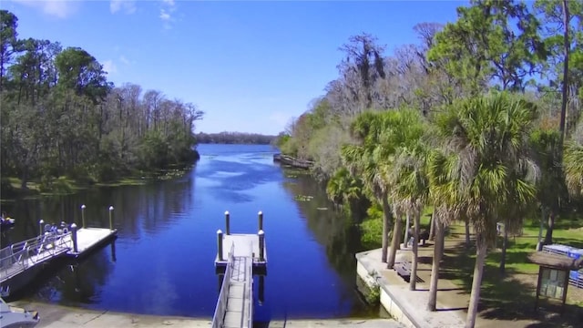 view of dock featuring a water view