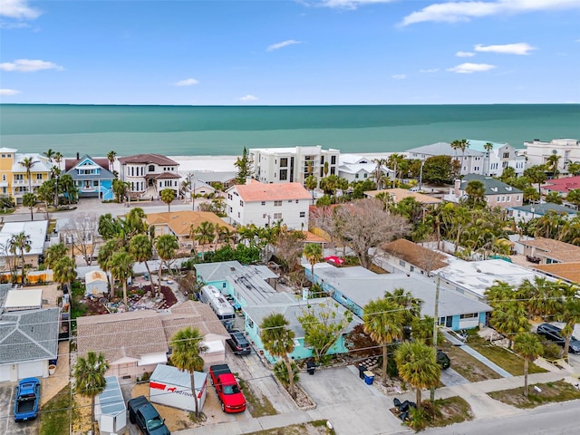 aerial view featuring a water view and a residential view