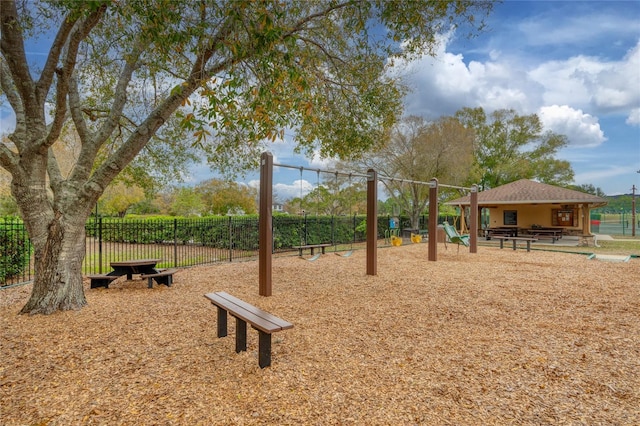 community play area with fence