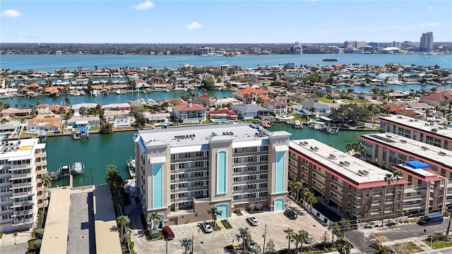 bird's eye view with a water view and a city view