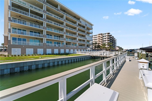 view of dock featuring a water view