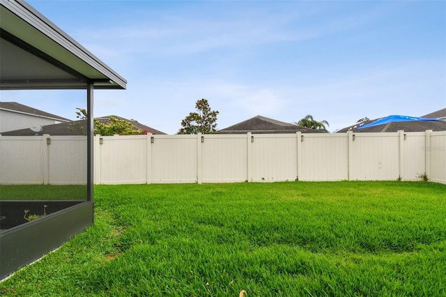 view of yard featuring a fenced backyard