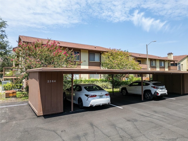 view of covered parking lot