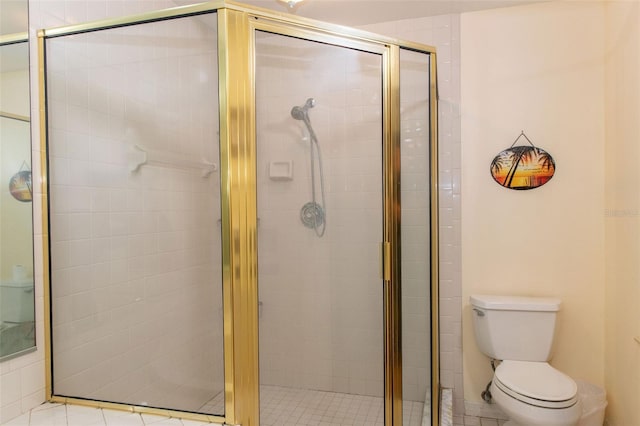 full bath featuring a shower stall and toilet