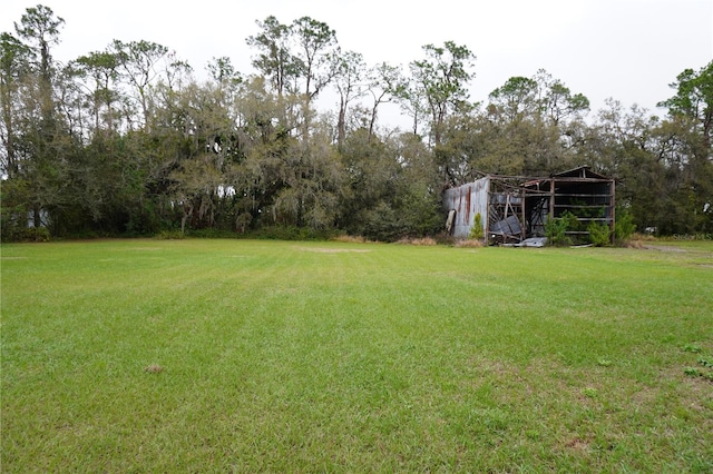 view of yard with an outdoor structure and an outbuilding