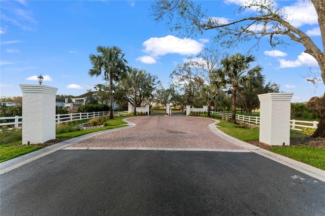 view of street featuring curbs