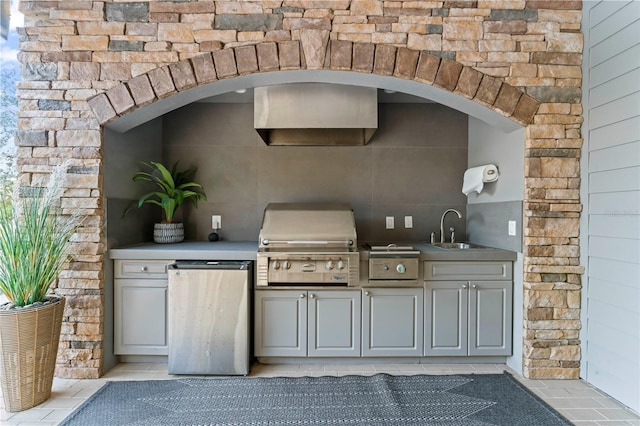 view of patio / terrace featuring grilling area, a sink, and area for grilling