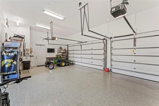 garage with a garage door opener