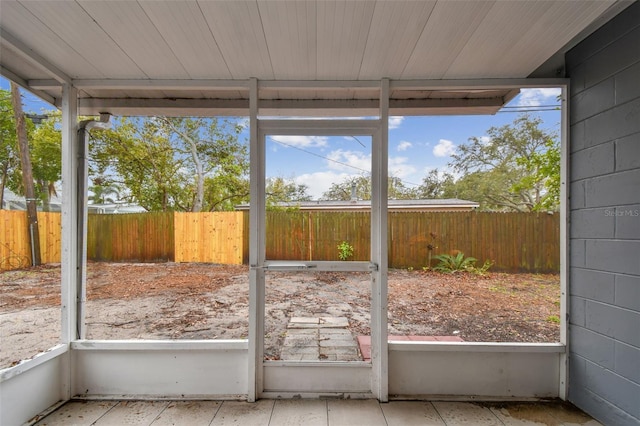 view of unfurnished sunroom