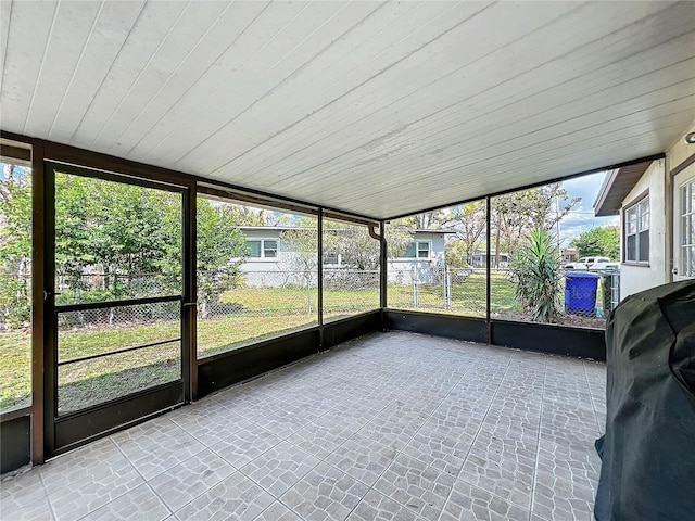 view of unfurnished sunroom