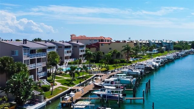 water view featuring a boat dock