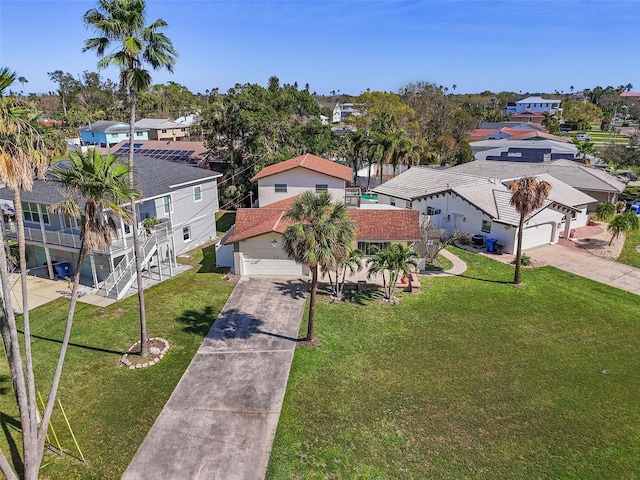 aerial view with a residential view