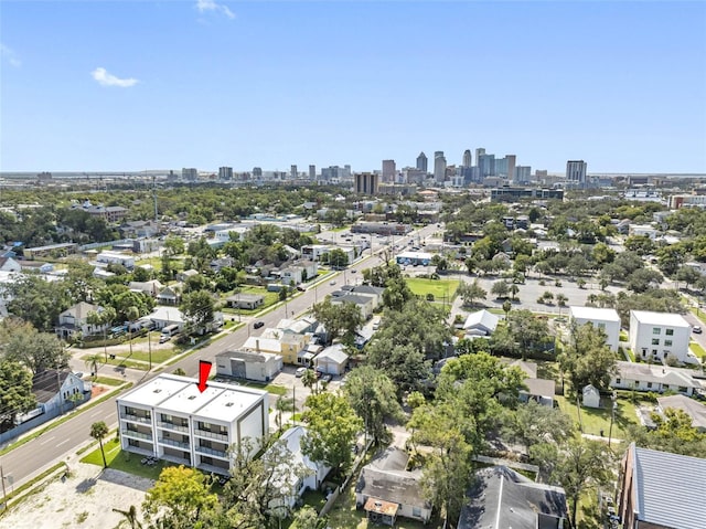 bird's eye view featuring a city view