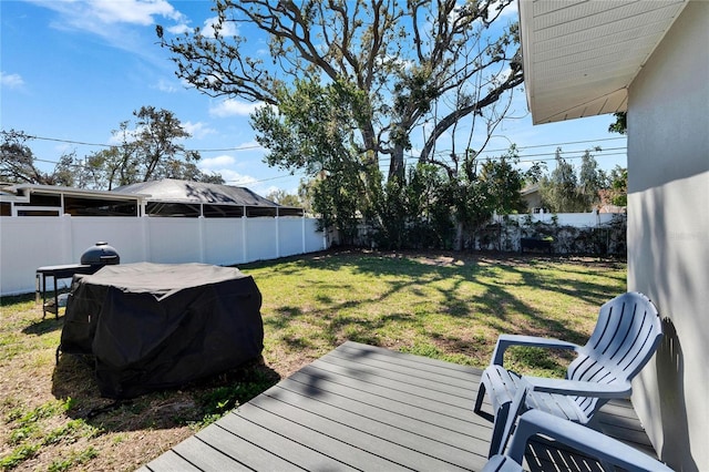 view of yard featuring a fenced backyard