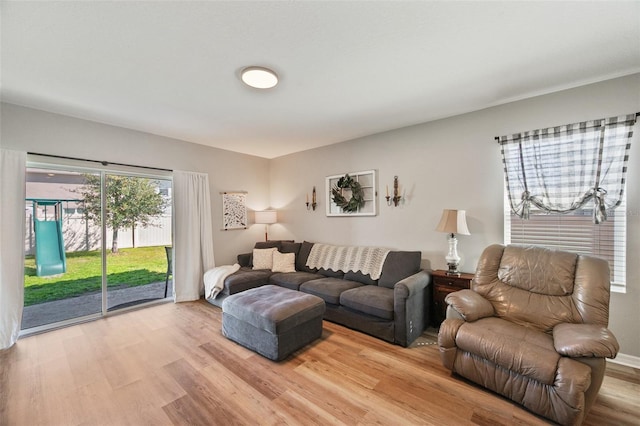 living area with light wood-style flooring