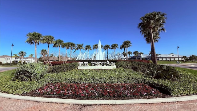 community sign with a residential view