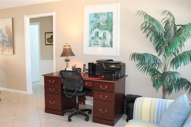 office with light tile patterned floors