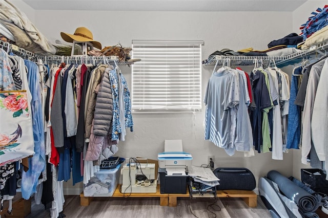 spacious closet with wood finished floors