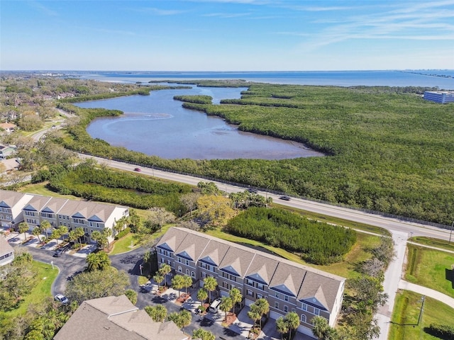 bird's eye view with a residential view and a water view