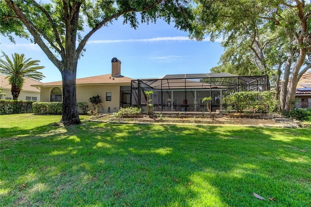 view of yard featuring a lanai