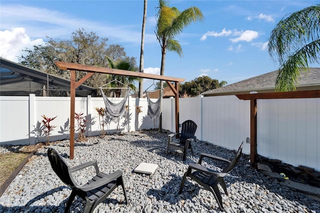 view of yard with a fenced backyard