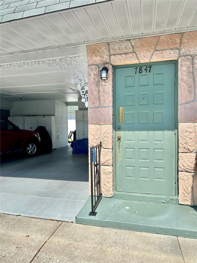 entrance to property with a garage