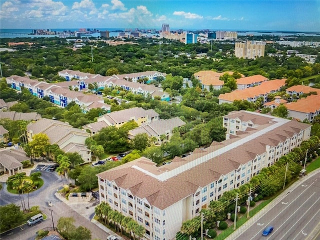 drone / aerial view with a city view