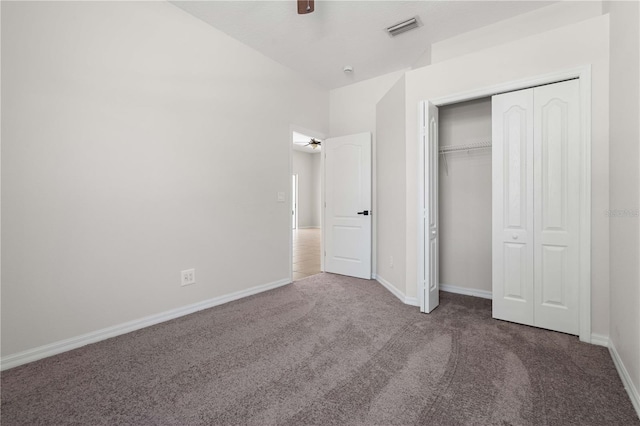 11611 Jordans Landing Ct, Riverview, FL 33569 - unfurnished bedroom featuring carpet floors, baseboards, a closet, and a ceiling fan