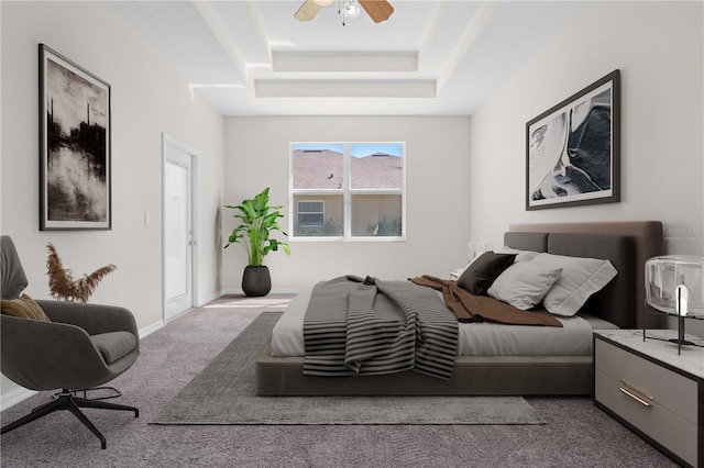 11611 Jordans Landing Ct, Riverview, FL 33569 - carpeted living room with a tray ceiling and ceiling fan