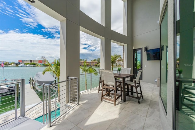 balcony with a water view