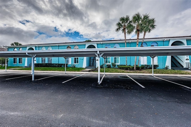 view of covered parking lot