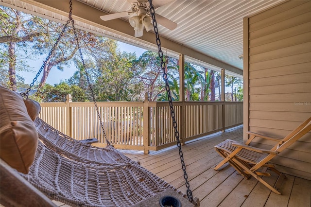 deck with a ceiling fan